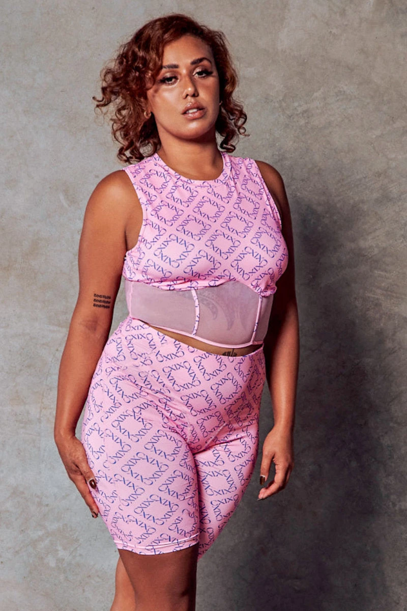 CXIX 119 Biker Shorts - Pink Print 5 CXIX 119 Biker Shorts - Pink Print - Image 3