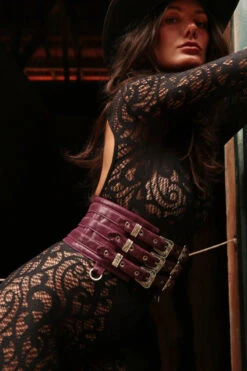 Rolling Triple Buckle Belt Harness - Plum -Radd Pole Wear Shop RollingHaras 892