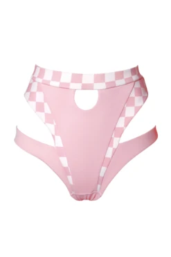 Hamade Activewear High Waisted Bottoms - Checkered Light Pink -Radd Pole Wear Shop SS23 03