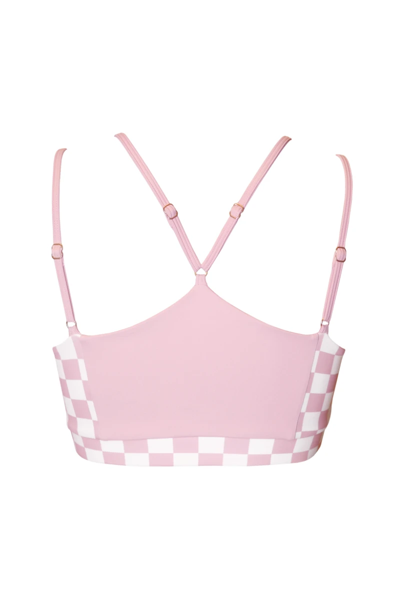 Hamade Activewear Heart Cut Out Top - Checkered Light Pink 10 Hamade Activewear Heart Cut Out Top - Checkered Light Pink - Image 8