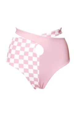 Hamade Activewear Patchwork Bottoms - Checkered Light Pink -Radd Pole Wear Shop SS23 07 1