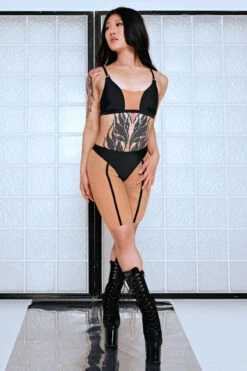 CXIX Silhouette Biker Shorts - Black With Cream Mesh