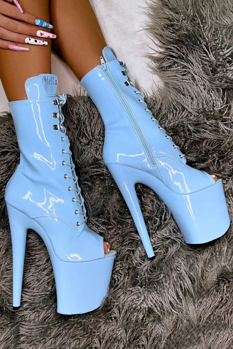 Hella Heels LipKit Open Toe 8inch Boots - Sky High 4 Hella Heels LipKit Open Toe 8inch Boots - Sky High - Image 2