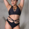 Tatiana Activewear Harley Top - Matte Black -Radd Pole Wear Shop TatianaActive HarleyLowCutCrossBackSupportivePoleWearSetwithCutOuts 3275