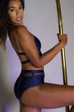 Tatiana Activewear Lucia Shorts - Shiny Navy -Radd Pole Wear Shop TatianaActive LuciaShinyNavyHighWaistedHalterNeckMeshPoleWearSet 4193 7d29b18b 0e8b 41cd ac03 4811b75a872b
