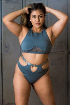 Tatiana Activewear Maya Shorts - Blue Grey 11 Tatiana Activewear Maya Shorts - Blue Grey -Radd Pole Wear Shop TatianaActive MayaGunmetalHalterCutOutPoleWearSetPoleDancingClothes 3131 60fb104d 8215 442b bd49 c6874eab100f