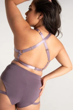 Tatiana Activewear Tokio Shorts - Mauve -Radd Pole Wear Shop TatianaActive TokioMauveStrappyGarterPoleWearSet 1317