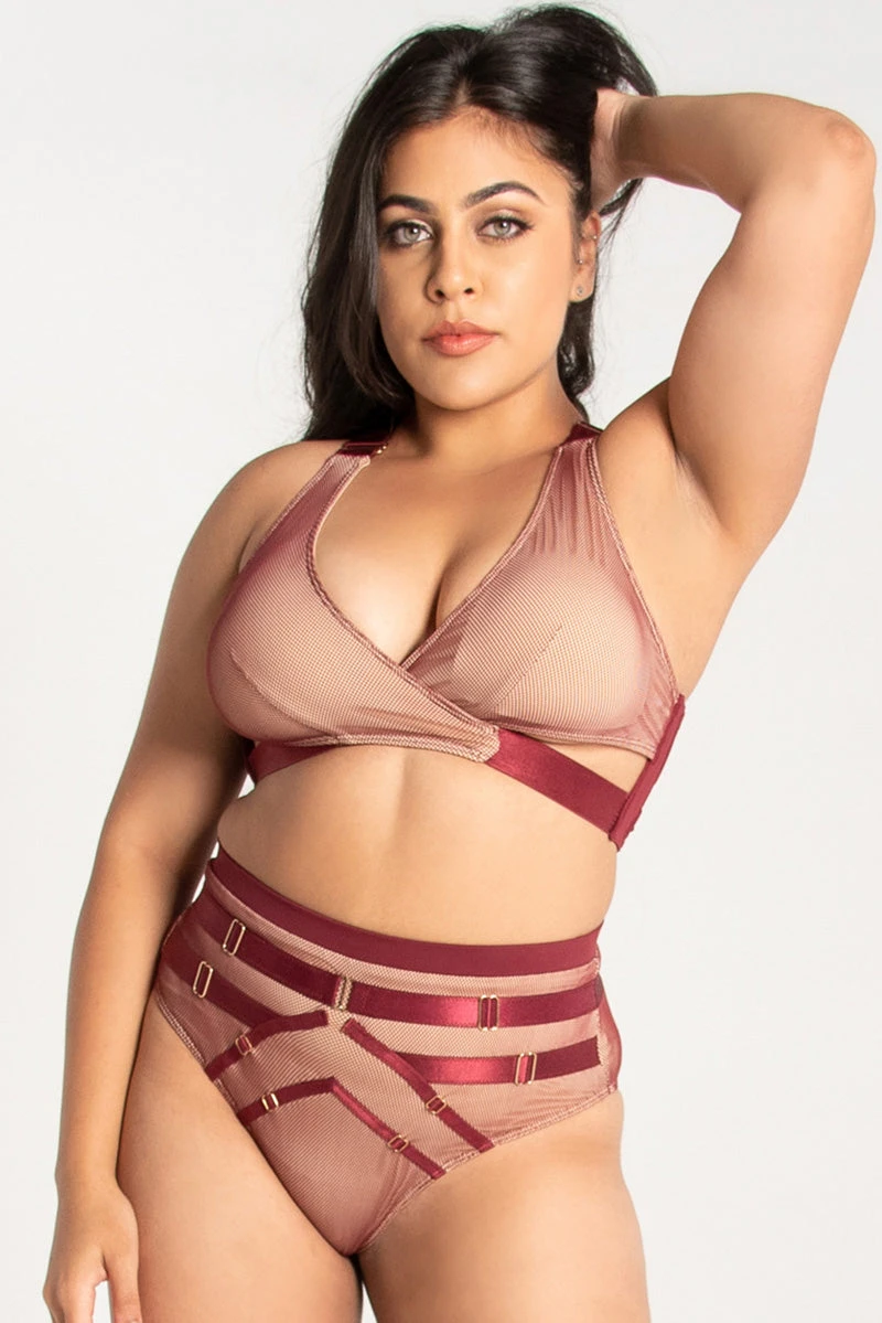 Tatiana Activewear Yuki Shorts - Burgundy Mesh 9 Tatiana Activewear Yuki Shorts - Burgundy Mesh - Image 7