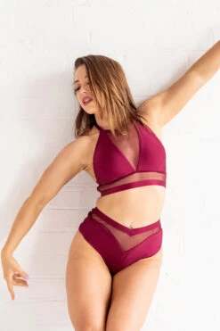 Tatiana Activewear Lucia Top - Burgundy -Radd Pole Wear Shop TatianaActiveLuciaRedPoleWearSet 8885cropped 1
