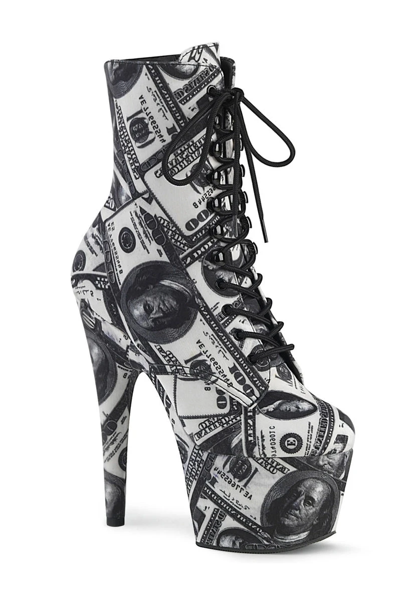 Pleaser USA Adore-1020DP 7inch Pleaser Boots - Money Print 3 Pleaser USA Adore-1020DP 7inch Pleaser Boots - Money Print