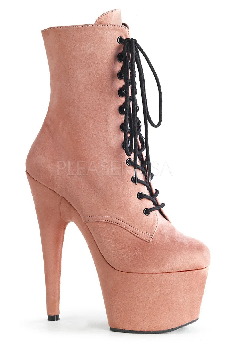 Pleaser USA Adore-1020FS Faux Suede 7Inch Pleaser Boots - Baby Pink 3 Pleaser USA Adore-1020FS Faux Suede 7Inch Pleaser Boots - Baby Pink