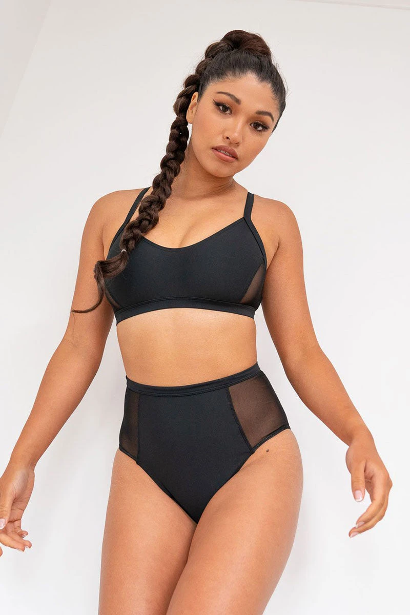 Lunalae Bellani High Waisted Bottoms - Recycled Black 3 Lunalae Bellani High Waisted Bottoms - Recycled Black