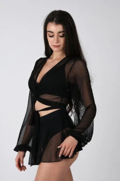 REV ACTIV Mesh Wrap Blouse - Black 15 REV ACTIV Mesh Wrap Blouse - Black -Radd Pole Wear Shop black mesh set pleasure shirt blouse 3 1
