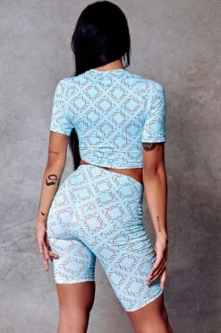 CXIX 119 Biker Shorts - Blue Print 15 CXIX 119 Biker Shorts - Blue Print -Radd Pole Wear Shop blue poledance fashion monogram CXIX 119 dance streetwear