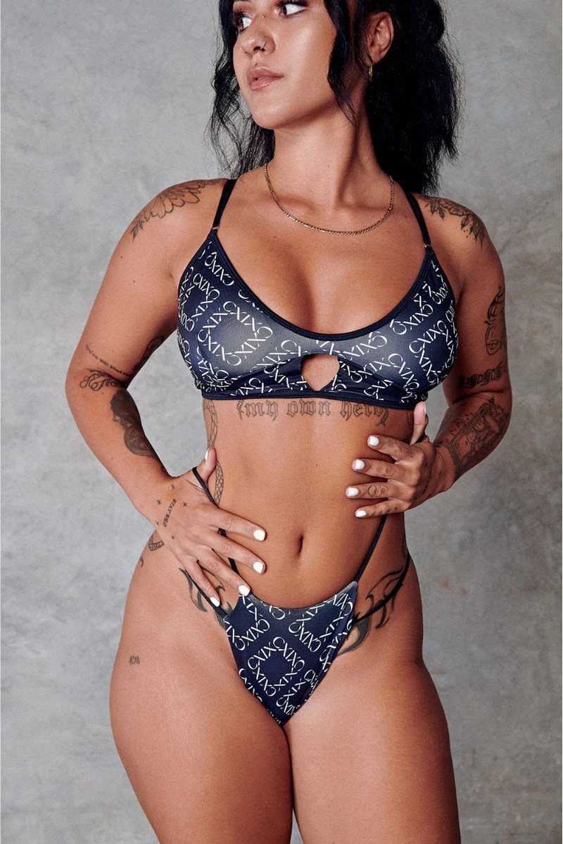 CXIX 119 High-Rise Thong Bottoms - Black Print 6 CXIX 119 High-Rise Thong Bottoms - Black Print - Image 4