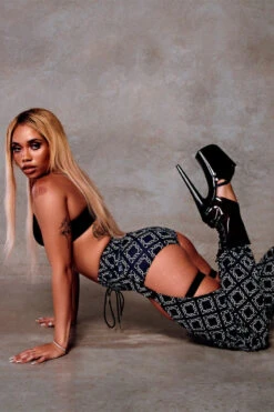 CXIX 119 Chaps - Black Print 16 CXIX 119 Chaps - Black Print -Radd Pole Wear Shop chaps CXIX black monogram dancewear streetwear