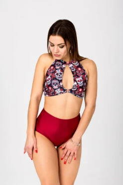 Shark Polewear Cherry Top - Sugar Skulls -Radd Pole Wear Shop cherryskullhwwine2 1