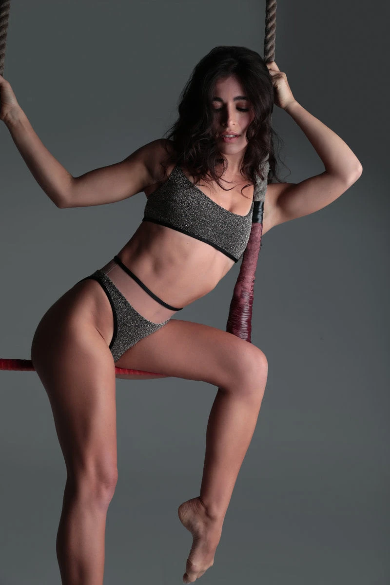 Rolling Vento Glam Reversible Top - Black Lurex / Beige 3 Rolling Vento Glam Reversible Top - Black Lurex / Beige