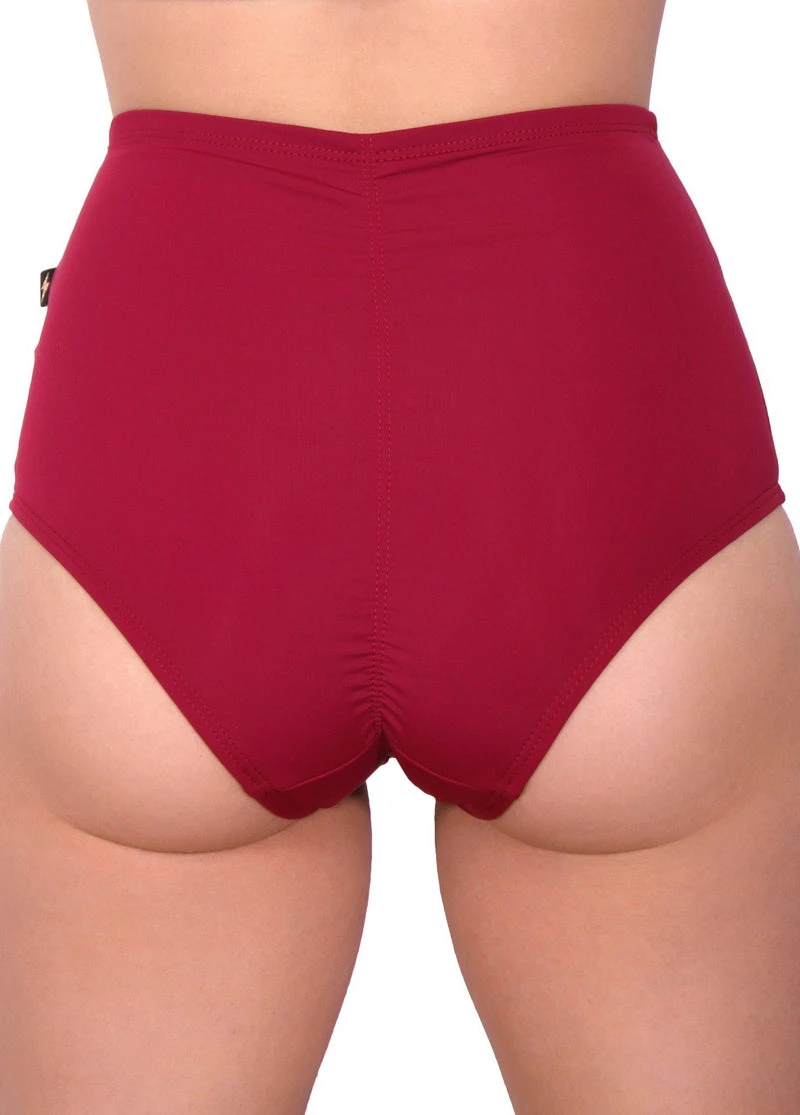 Cleo The Hurricane Essential High Waisted Shorts - Merlot 4 Cleo The Hurricane Essential High Waisted Shorts - Merlot - Image 2