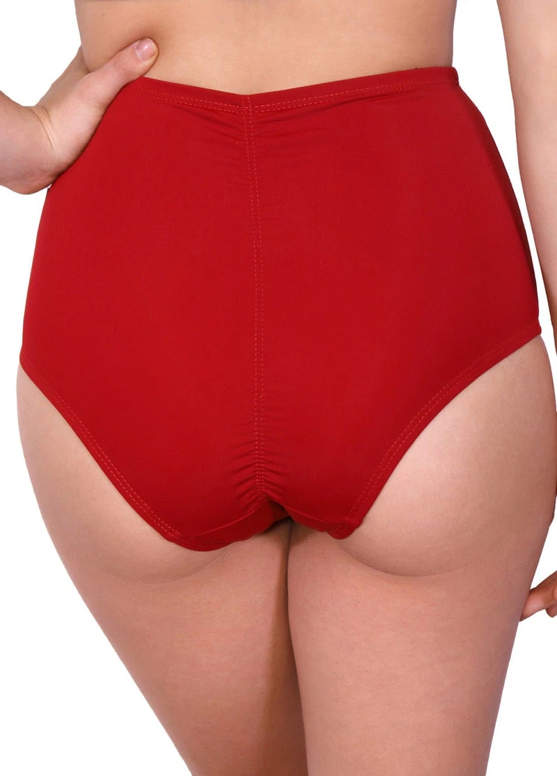 Cleo The Hurricane Essential High Waisted Shorts - Red 4 Cleo The Hurricane Essential High Waisted Shorts - Red - Image 2