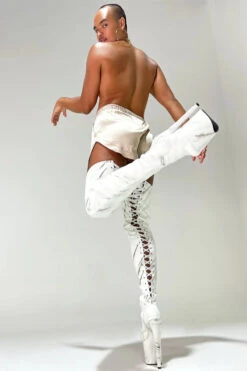 Hella Heels Renaissance Thicc Thigh High 8inch Boots - Faith 10 Hella Heels Renaissance Thicc Thigh High 8inch Boots - Faith -Radd Pole Wear Shop faith thicc thigh high white marble 8 inch sean boot pole dance shoes 2