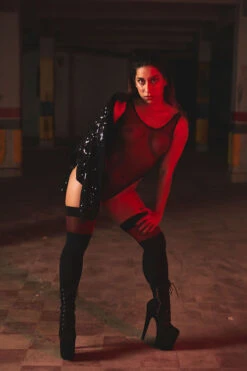 Rolling Fierce Bodysuit - Black Mesh -Radd Pole Wear Shop fierceblack3