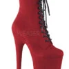 Pleaser USA Flamingo-1020FS Faux Suede 8inch Pleaser Boots - Red -Radd Pole Wear Shop flamingo 1020fs rfs