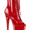 Pleaser USA Flamingo-1021 8inch Pleaser Peep Toe Boots - Patent Red -Radd Pole Wear Shop flamingo 1021 r
