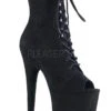 Pleaser USA Flamingo-1021FS Faux Suede 8inch Peep Toe Pleaser Boots - Black -Radd Pole Wear Shop flamingo 1021fs bfs 1