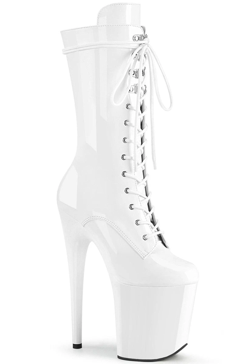 Pleaser USA Flamingo-1050 8inch Pleaser Boots - Patent White 3 Pleaser USA Flamingo-1050 8inch Pleaser Boots - Patent White