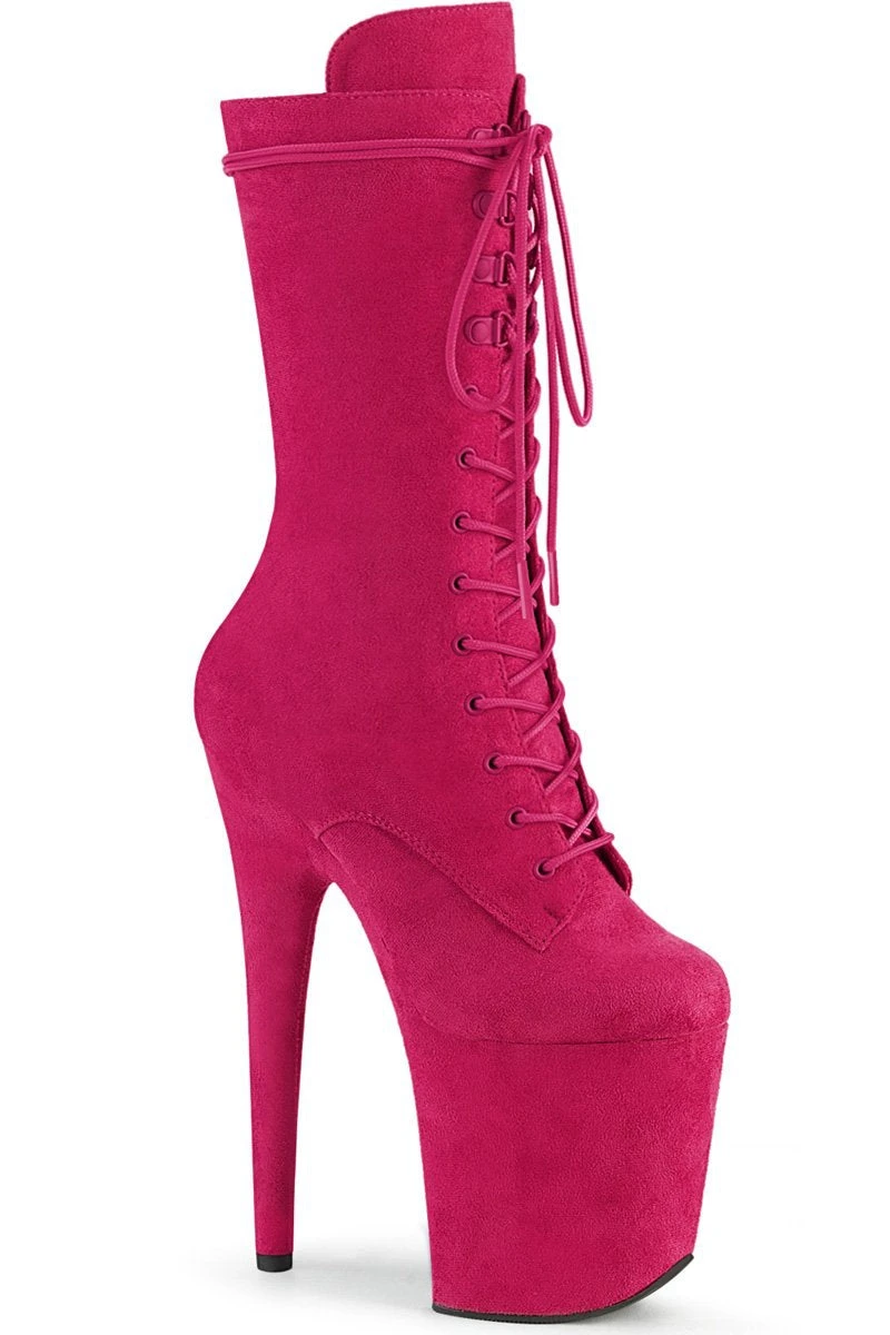 Pleaser USA Flamingo-1050FS Faux Suede 8inch Pleaser Boots - Hot Pink 3 Pleaser USA Flamingo-1050FS Faux Suede 8inch Pleaser Boots - Hot Pink