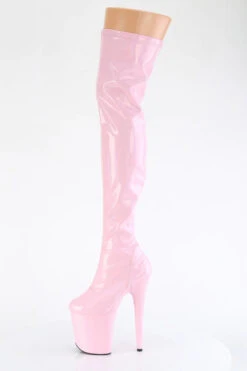 Pleaser USA Flamingo-3000 8inch Thigh High Pleaser Boots - Holographic Baby Pink -Radd Pole Wear Shop flamingo 3000hwr bphg m05