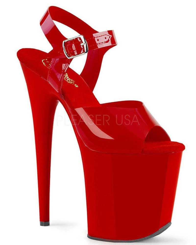 Pleaser USA Flamingo-808N Jelly-Like 8inch Pleasers - Red 3 Pleaser USA Flamingo-808N Jelly-Like 8inch Pleasers - Red