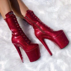 Hella Heels The Glitterati 8inch Boots - Kansass -Radd Pole Wear Shop glitter 64