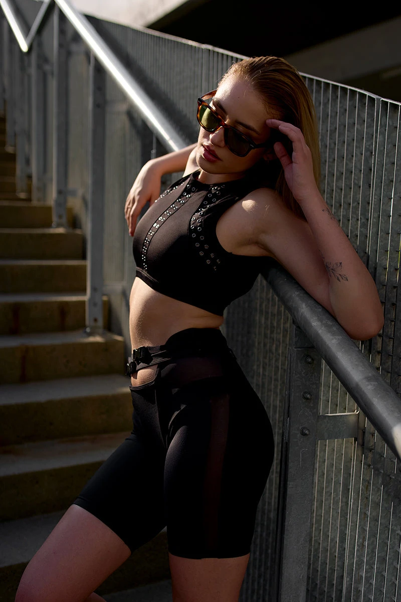 Hamade Activewear Eyelet High Neck Top - Black 4 Hamade Activewear Eyelet High Neck Top - Black - Image 2