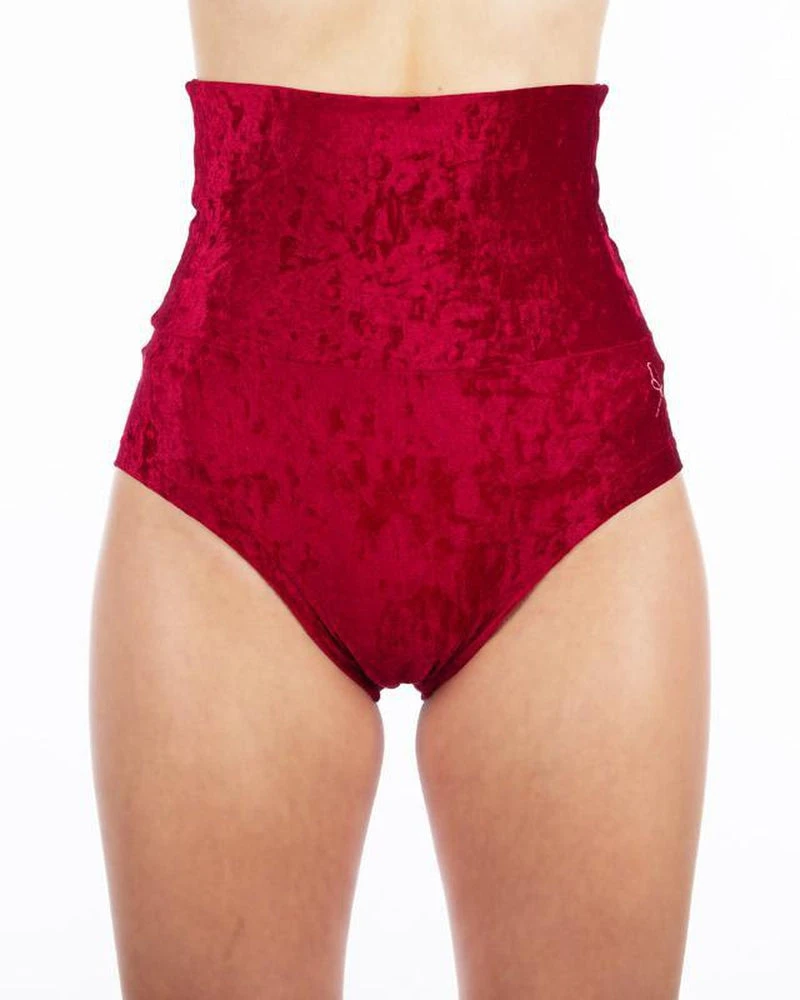Dragonfly Betty High-Waisted Shorts - Velvet Red 6 Dragonfly Betty High-Waisted Shorts - Velvet Red - Image 4
