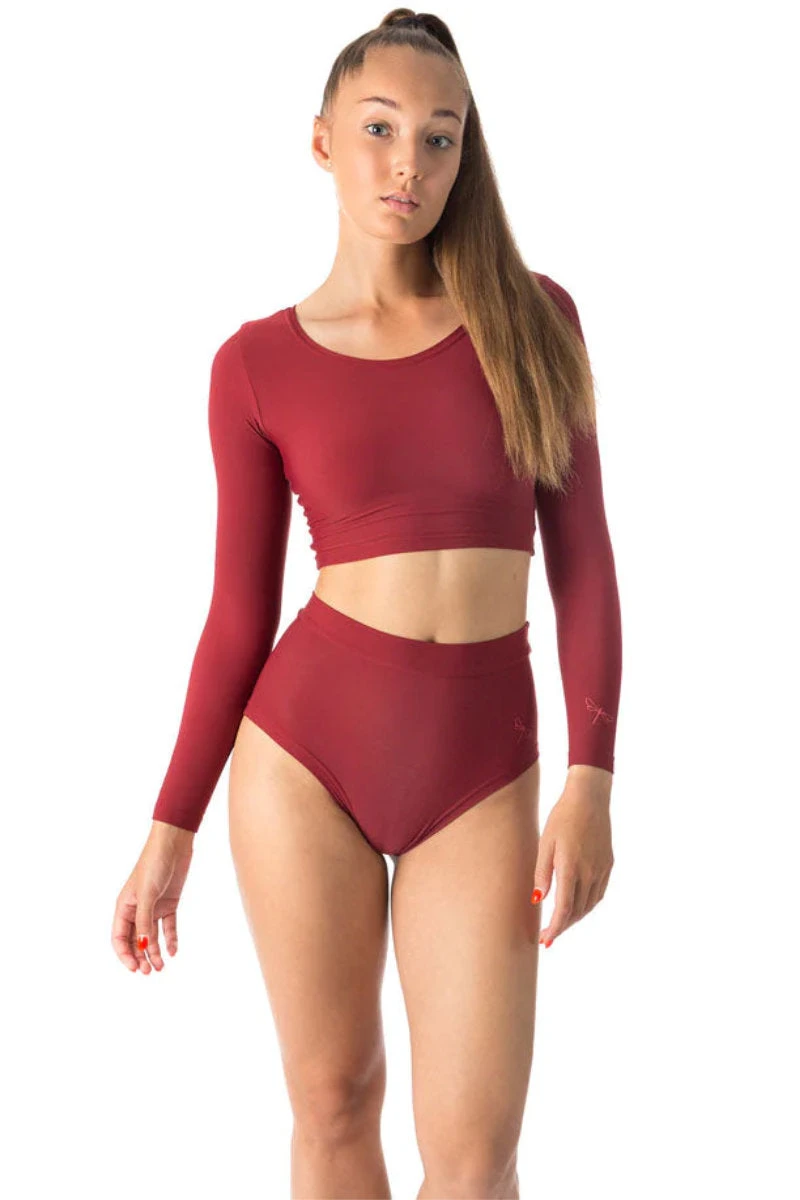 Dragonfly Lola High-Waisted Shorts - Burgundy 6 Dragonfly Lola High-Waisted Shorts - Burgundy - Image 4