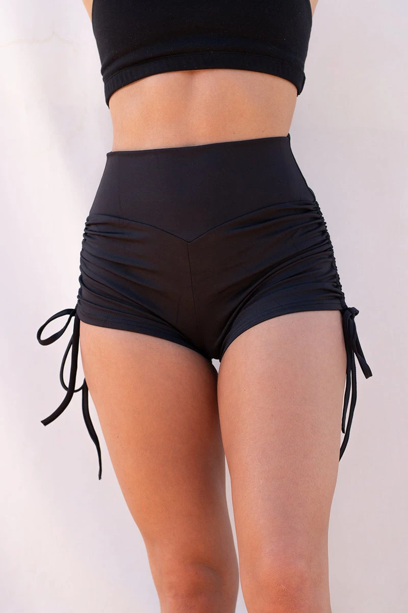 Lunalae High Waist Drawstring Bottoms - Recycled Black 3 Lunalae High Waist Drawstring Bottoms - Recycled Black
