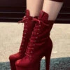 Hella Heels BabyDoll 8inch Boots - Dark Red 1 Hella Heels BabyDoll 8inch Boots - Dark Red -Radd Pole Wear Shop red6 1