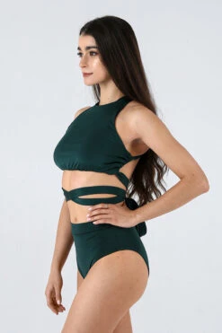 REV ACTIV Second Skin High Waist Shorts - Bottle Green -Radd Pole Wear Shop second skin bottle green set 1