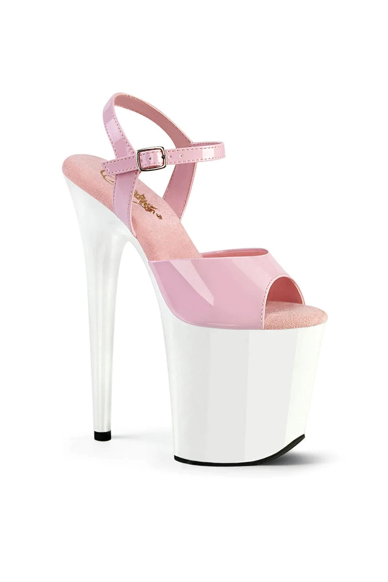 Pleaser USA Flamingo-809 8inch Pleasers - Patent Baby Pink/White 3 Pleaser USA Flamingo-809 8inch Pleasers - Patent Baby Pink/White