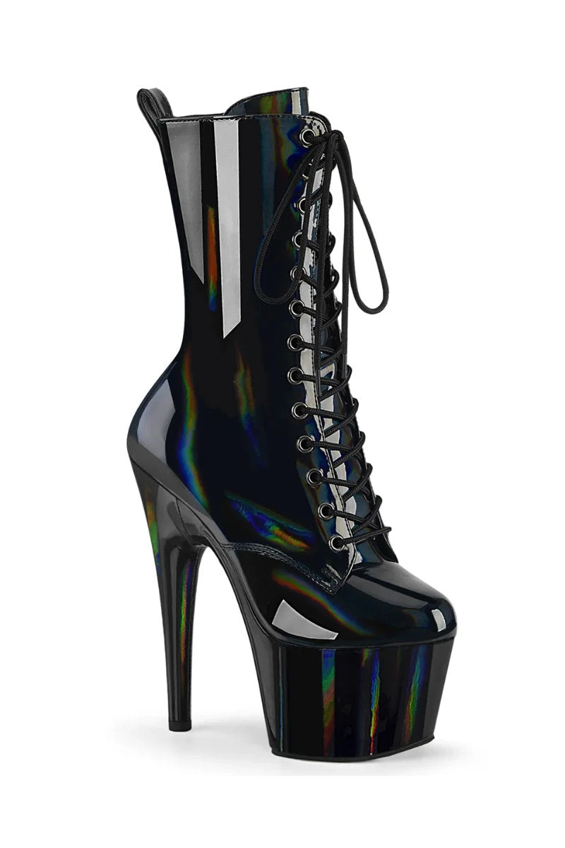Pleaser USA Adore-1040WR 7inch Pleaser Boots - Holographic Black 3 Pleaser USA Adore-1040WR 7inch Pleaser Boots - Holographic Black