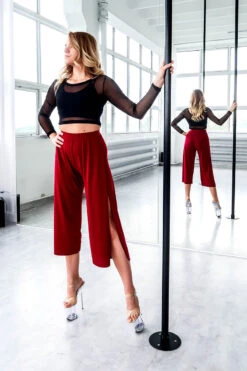 REV ACTIV Sensual Flow Pants (with Leg Slit) - Wine -Radd Pole Wear Shop spodniesensualwinefront