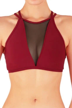 Dragonfly Victoria Sports Bra - Burgundy Mesh -Radd Pole Wear Shop vmb