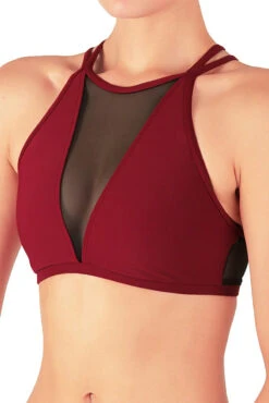 Dragonfly Victoria Sports Bra - Burgundy Mesh -Radd Pole Wear Shop vmb2